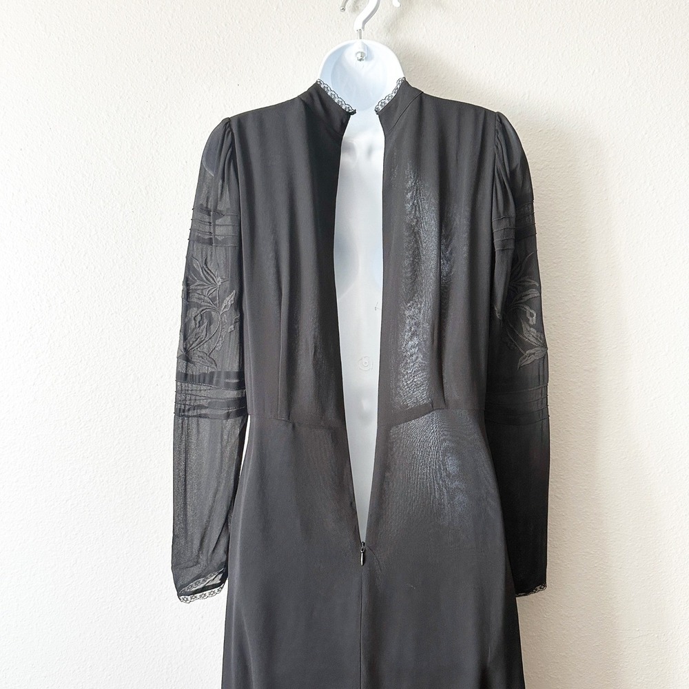 Reformation Adelia Black Mock Neck European Gothic Dark Boho Midi Dress Size 6 - Picture 7 of 11